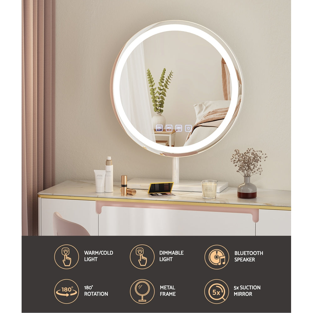 Round LED Light Strip Makeup Mirror 40x40cm - Homecoze