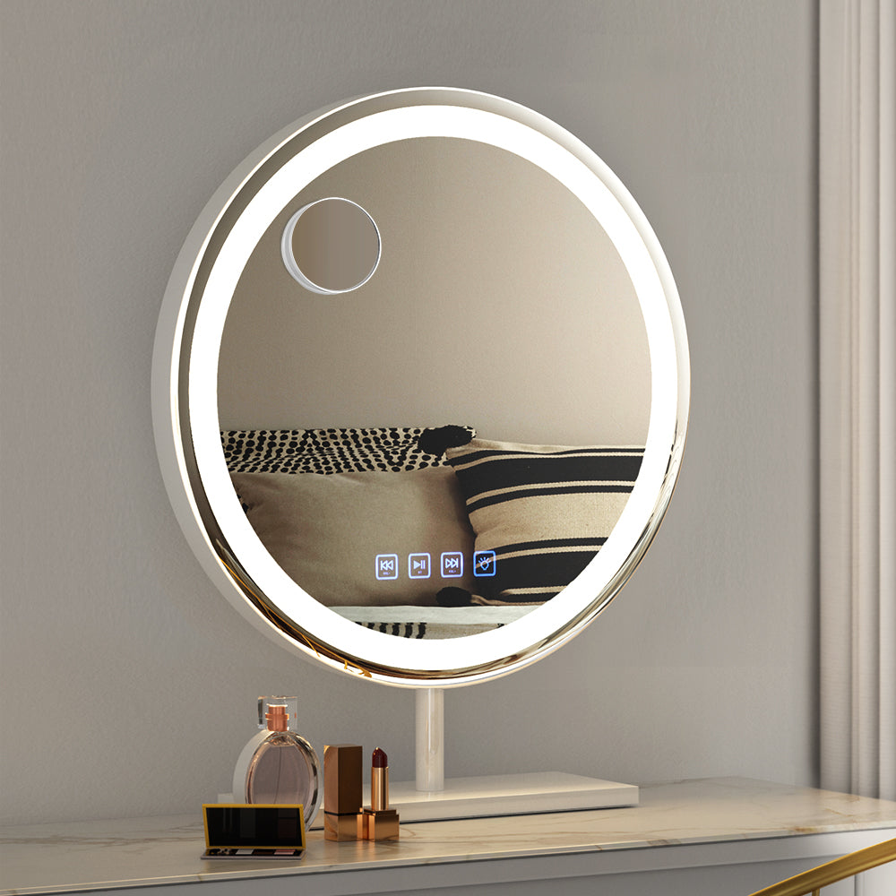Round LED Light Strip Makeup Mirror 40x40cm - Homecoze