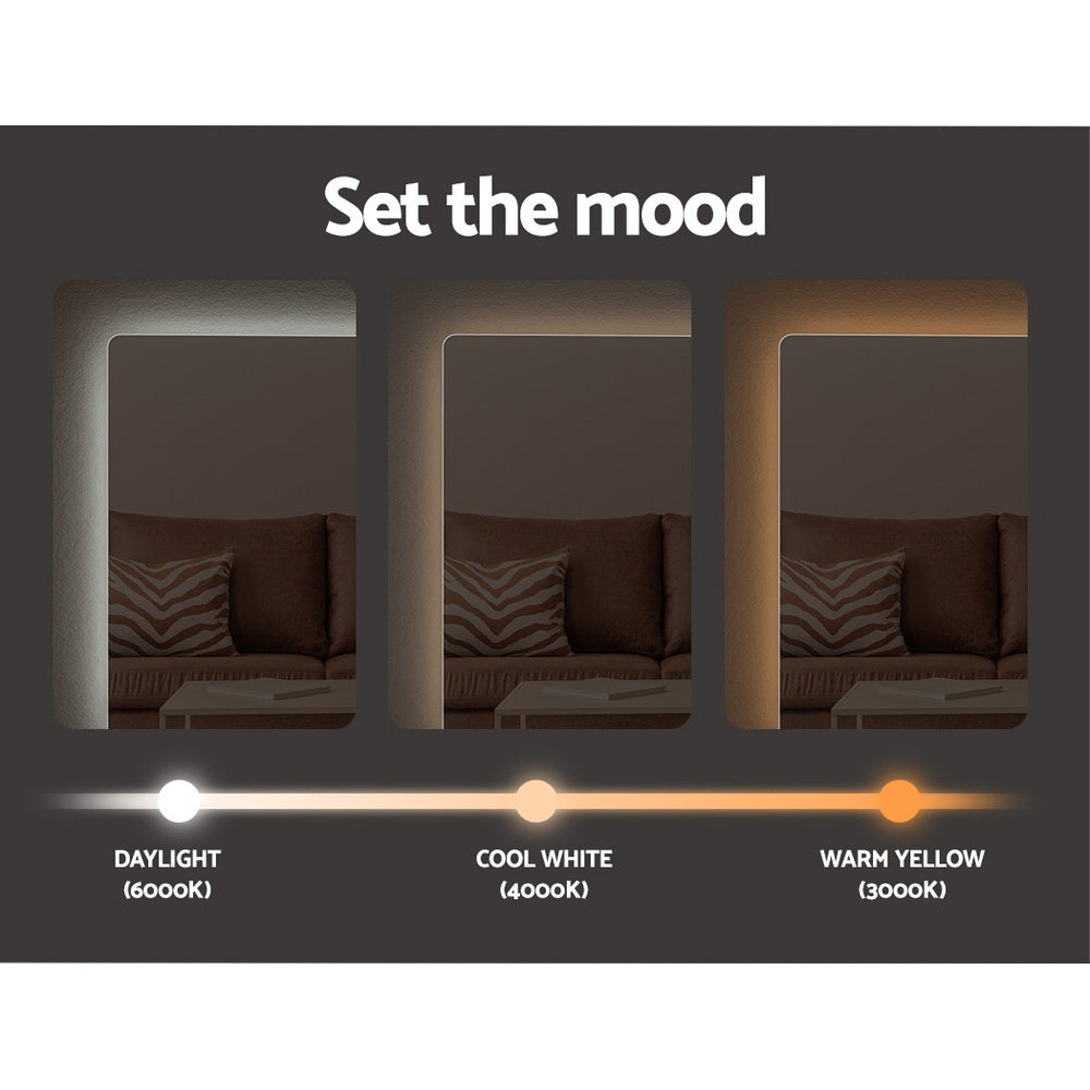Anti-fog Wall Mirror with LED Back-lighting for Bathroom - 70 x 50cm - Homecoze