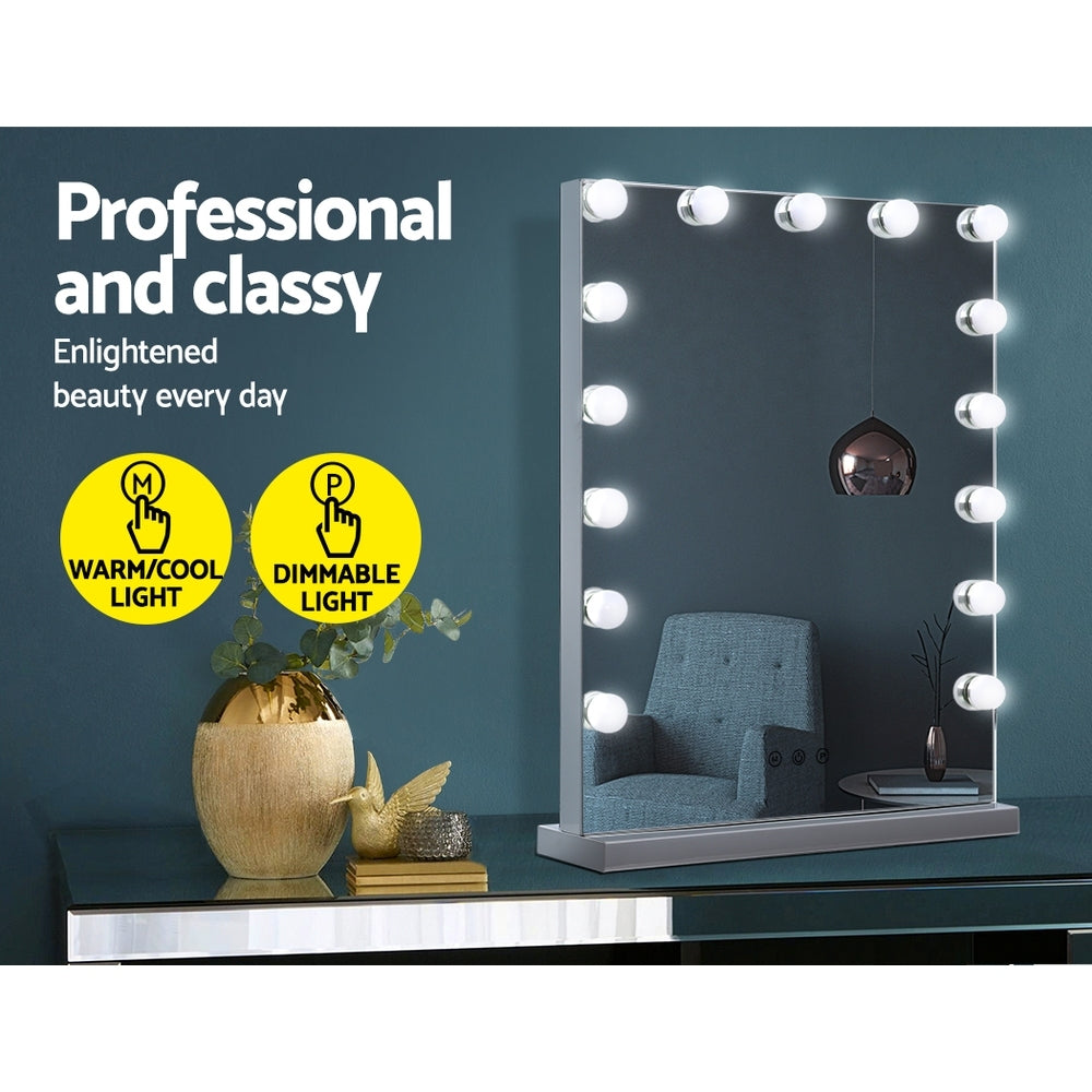 Frameless Hollywood Make Up Mirror with 15 LED Light Bulbs - 43 x 61cm - Homecoze