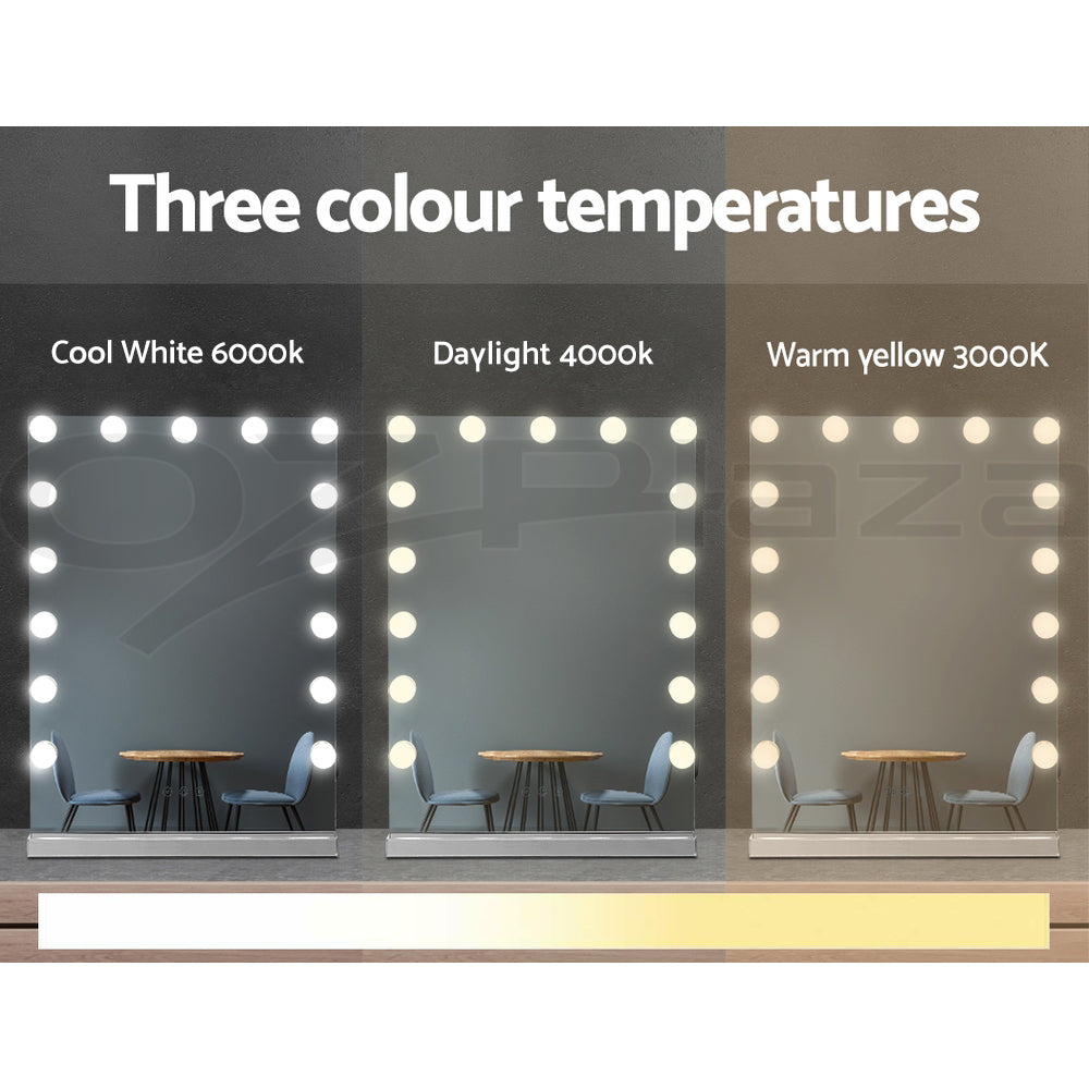 Frameless Hollywood Make Up Mirror with 15 LED Light Bulbs - 43 x 61cm - Homecoze