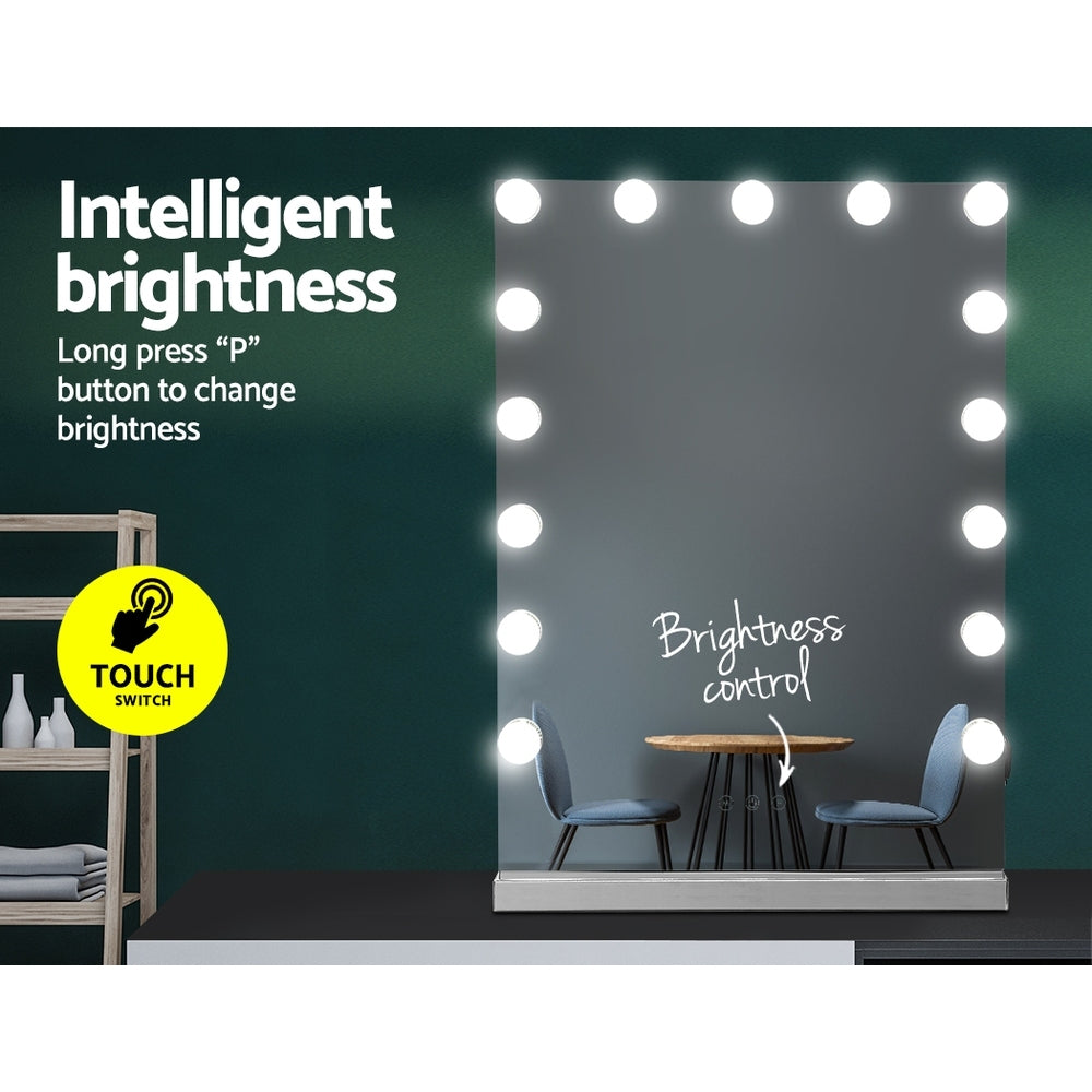Frameless Hollywood Make Up Mirror with 15 LED Light Bulbs - 43 x 61cm - Homecoze