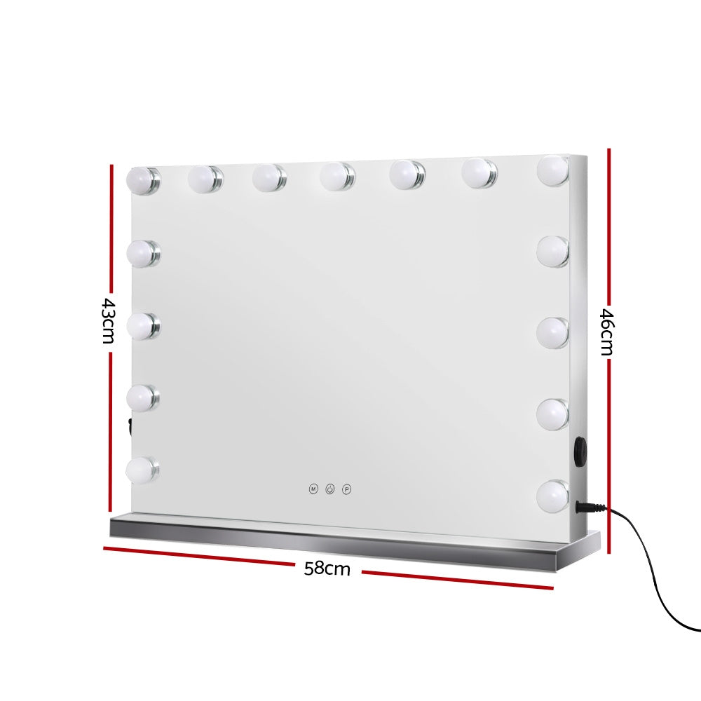 Hollywood Make Up Mirror with 15 LED Light Bulbs - 58 x 46cm - Homecoze