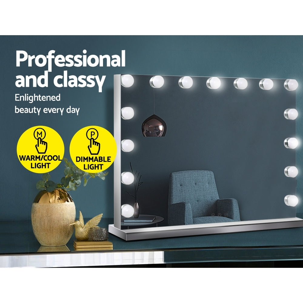 Hollywood Make Up Mirror with 15 LED Light Bulbs - 58 x 46cm - Homecoze