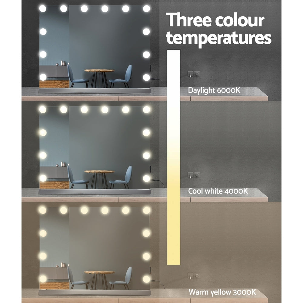 Hollywood Make Up Mirror with 15 LED Light Bulbs - 58 x 46cm - Homecoze
