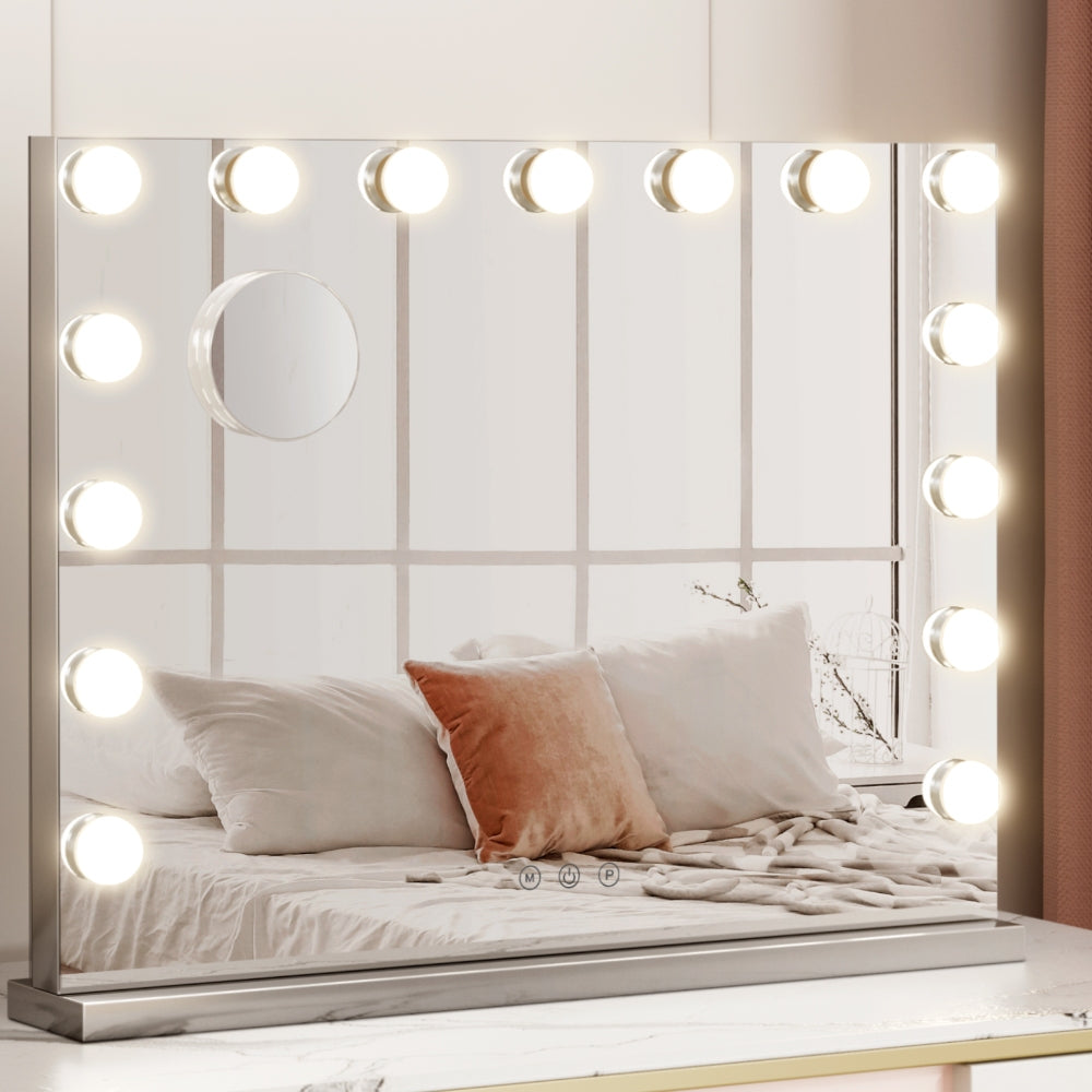 Hollywood Make Up Mirror with 15 LED Light Bulbs - 58 x 46cm - Homecoze