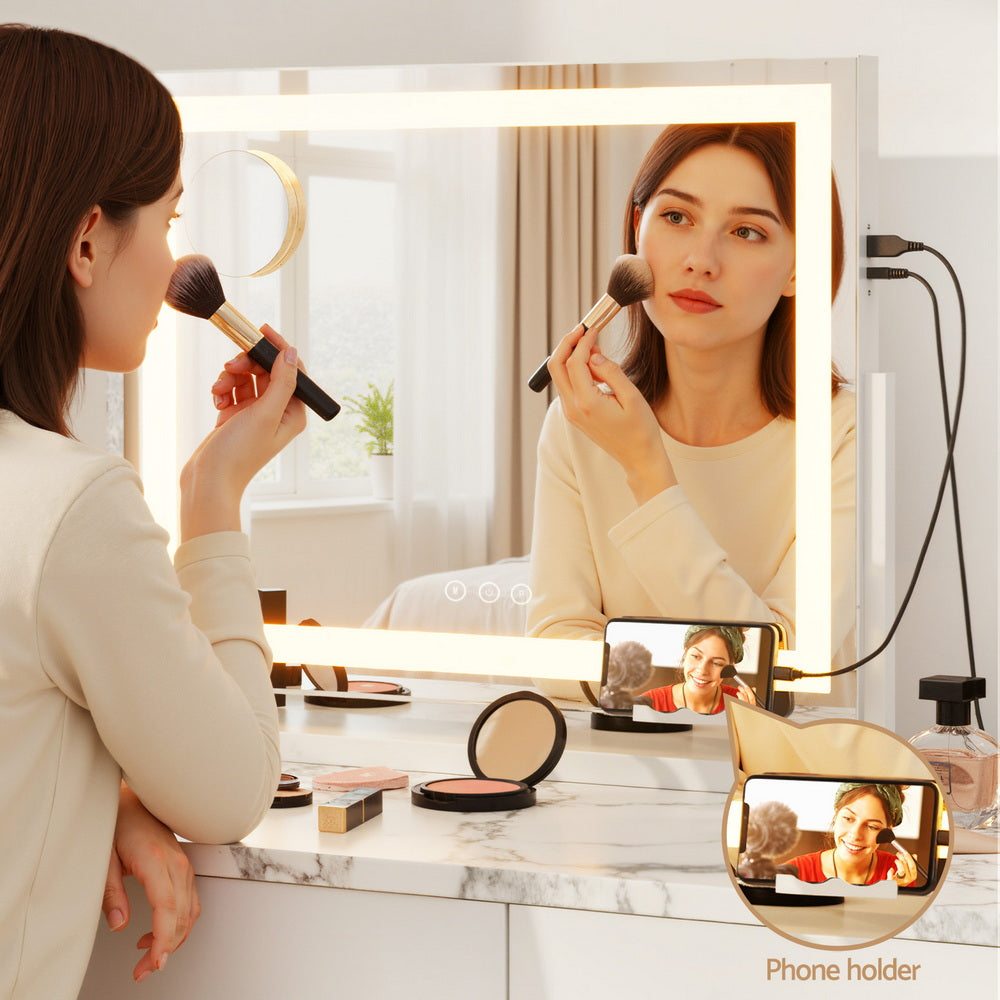 Embellir Makeup Mirror 58x46cm 360～ Rotatable Vanity Mirror with Lights Bright Light Strip Adjustable - Homecoze