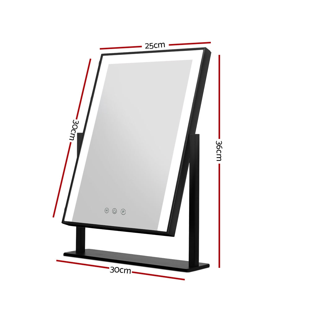 Hollywood Rotatable Free Standing Makeup Mirror with 15 Dimmable Bulbs Black 25 x 30cm - Homecoze