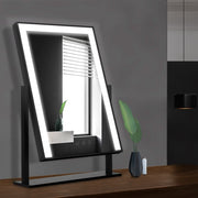 Hollywood Rotatable Free Standing Makeup Mirror with 15 Dimmable Bulbs Black 25 x 30cm - Homecoze