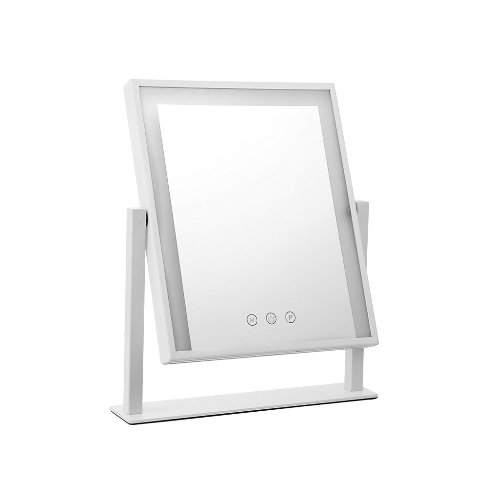 Hollywood Rotatable Free Standing Makeup Mirror with 15 Dimmable Bulbs White 25 x 30cm - Homecoze