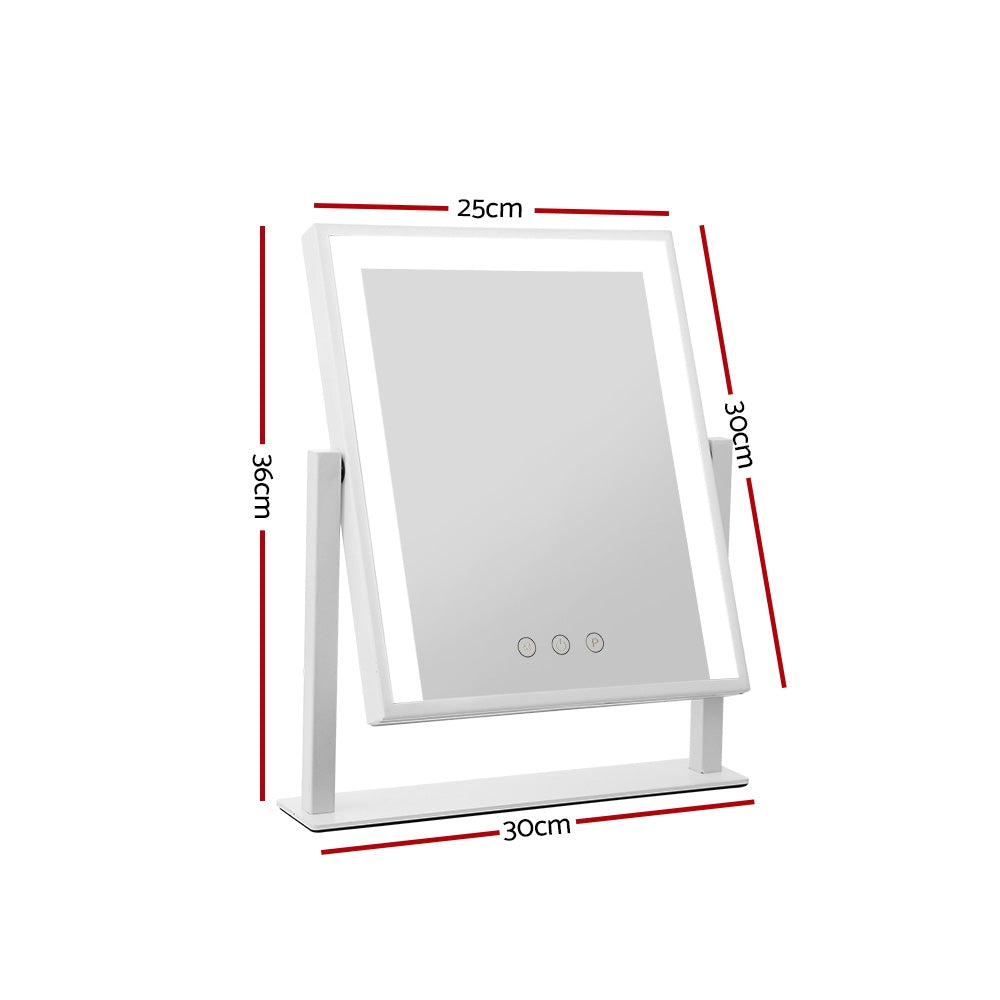 Hollywood Rotatable Free Standing Makeup Mirror with 15 Dimmable Bulbs White 25 x 30cm - Homecoze
