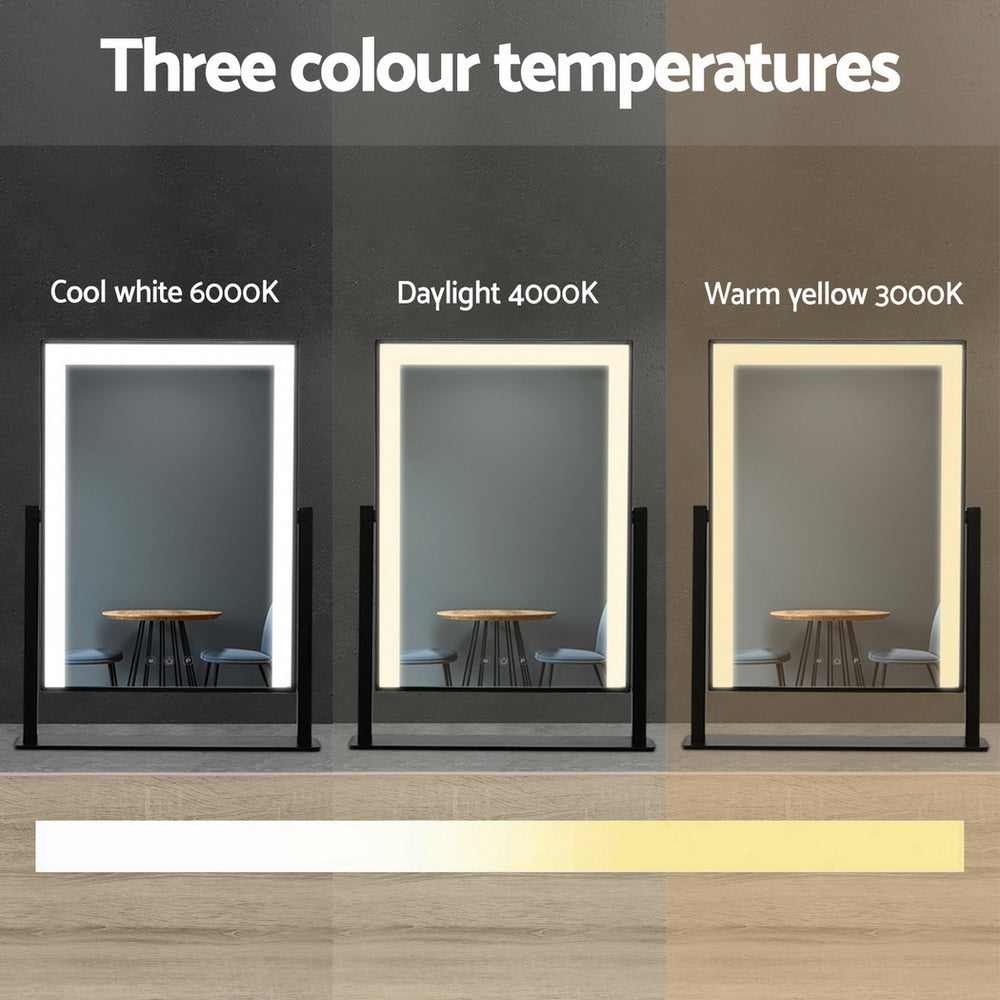 Hollywood Tabletop Standing Vanity Makeup Mirror With Light LED Strip 30 x 40cm - Homecoze