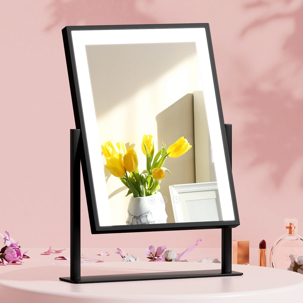 Hollywood Tabletop Standing Vanity Makeup Mirror With Light LED Strip 30 x 40cm - Homecoze