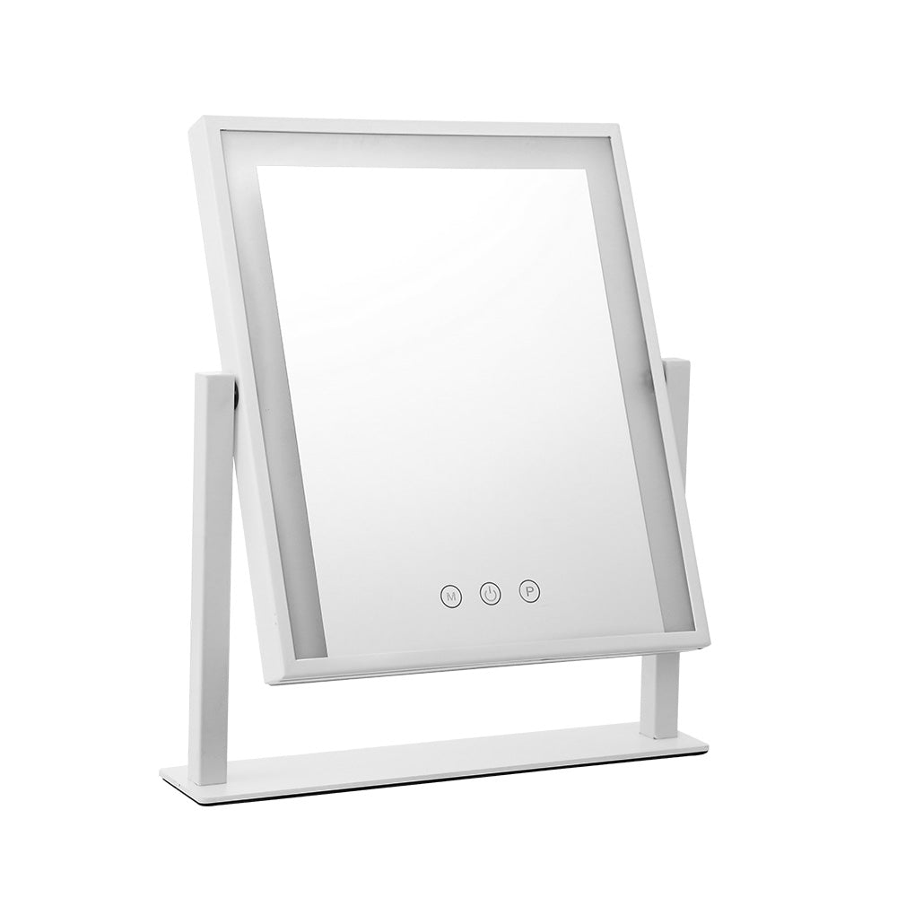 Hollywood Rotatable Free Standing Makeup Mirror with 15 Dimmable Bulbs White 30 x 40cm - Homecoze