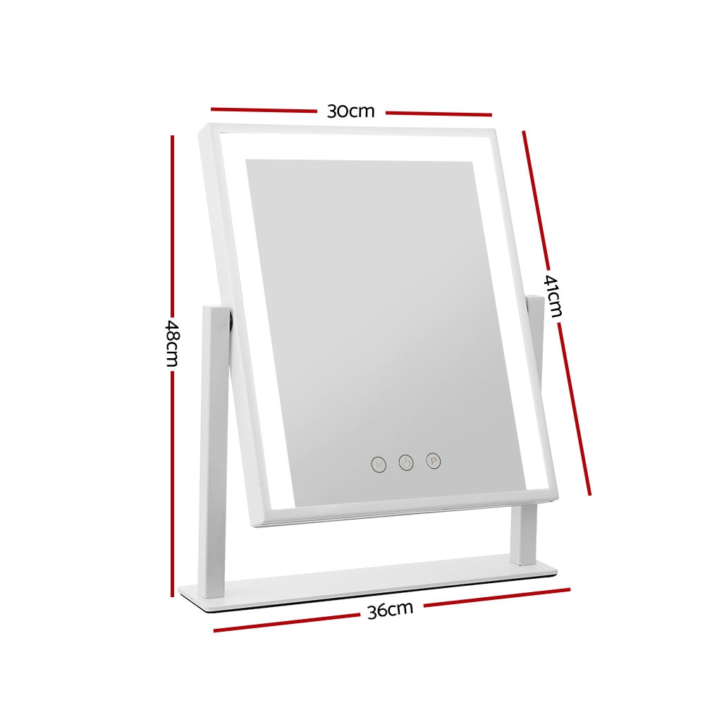 Hollywood Rotatable Free Standing Makeup Mirror with 15 Dimmable Bulbs White 30 x 40cm - Homecoze