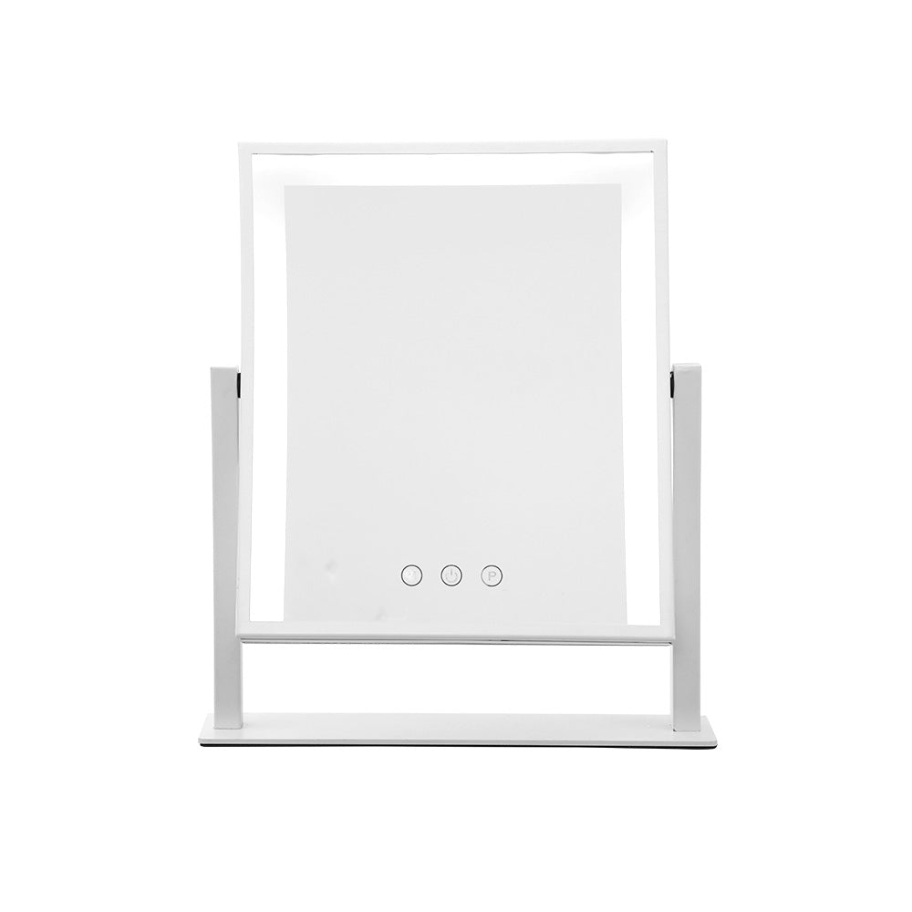 Hollywood Rotatable Free Standing Makeup Mirror with 15 Dimmable Bulbs White 30 x 40cm - Homecoze