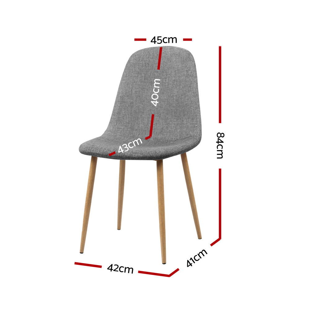 Set of 4 Fabric Dining Chairs - Light Grey - Homecoze
