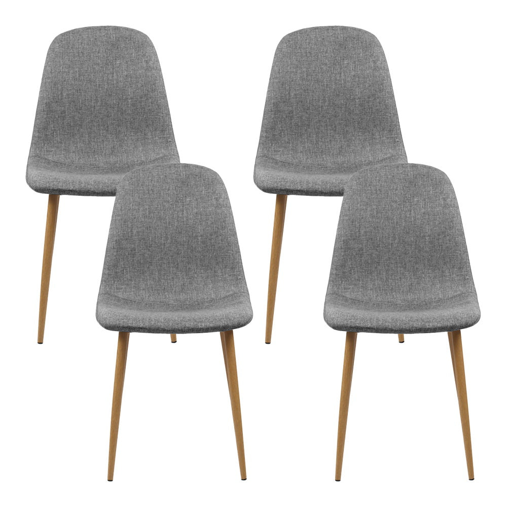 Set of 4 Fabric Dining Chairs - Light Grey - Homecoze