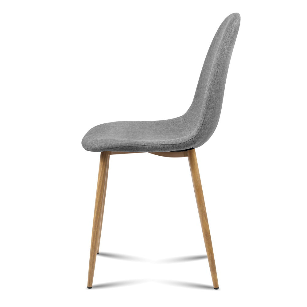 Set of 4 Fabric Dining Chairs - Light Grey - Homecoze