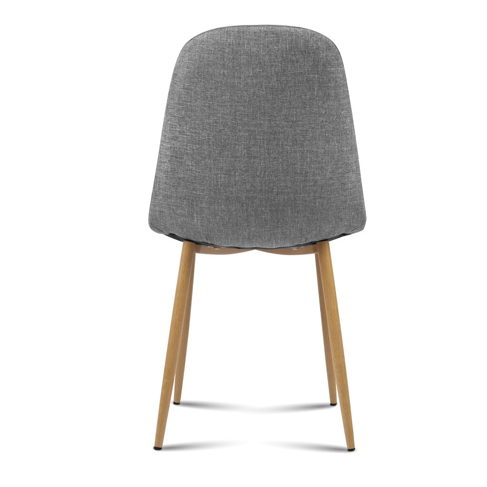 Set of 4 Fabric Dining Chairs - Light Grey - Homecoze