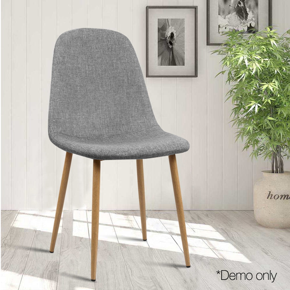Set of 4 Fabric Dining Chairs - Light Grey - Homecoze