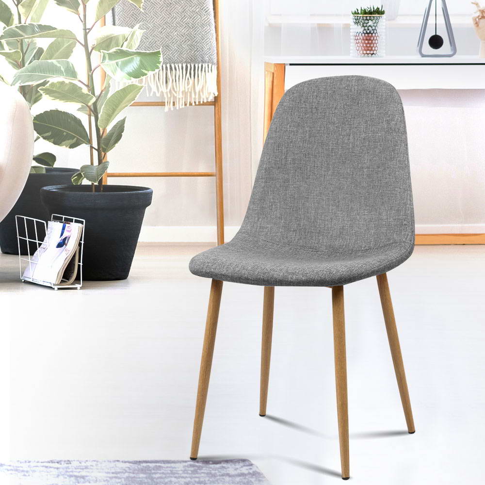 Set of 4 Fabric Dining Chairs - Light Grey - Homecoze
