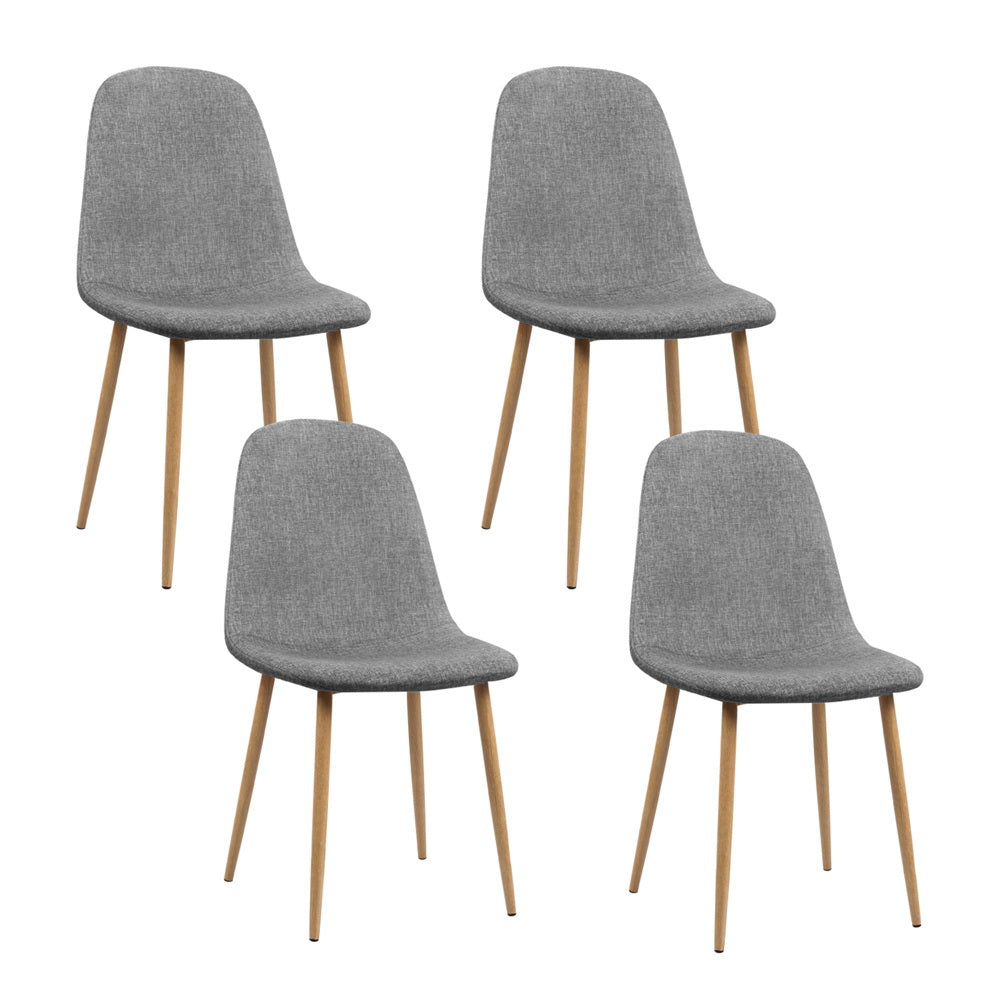 Set of 4 Fabric Dining Chairs - Light Grey - Homecoze