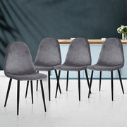 Set of 4 Velvet Dining Chairs - Dark Grey - Homecoze