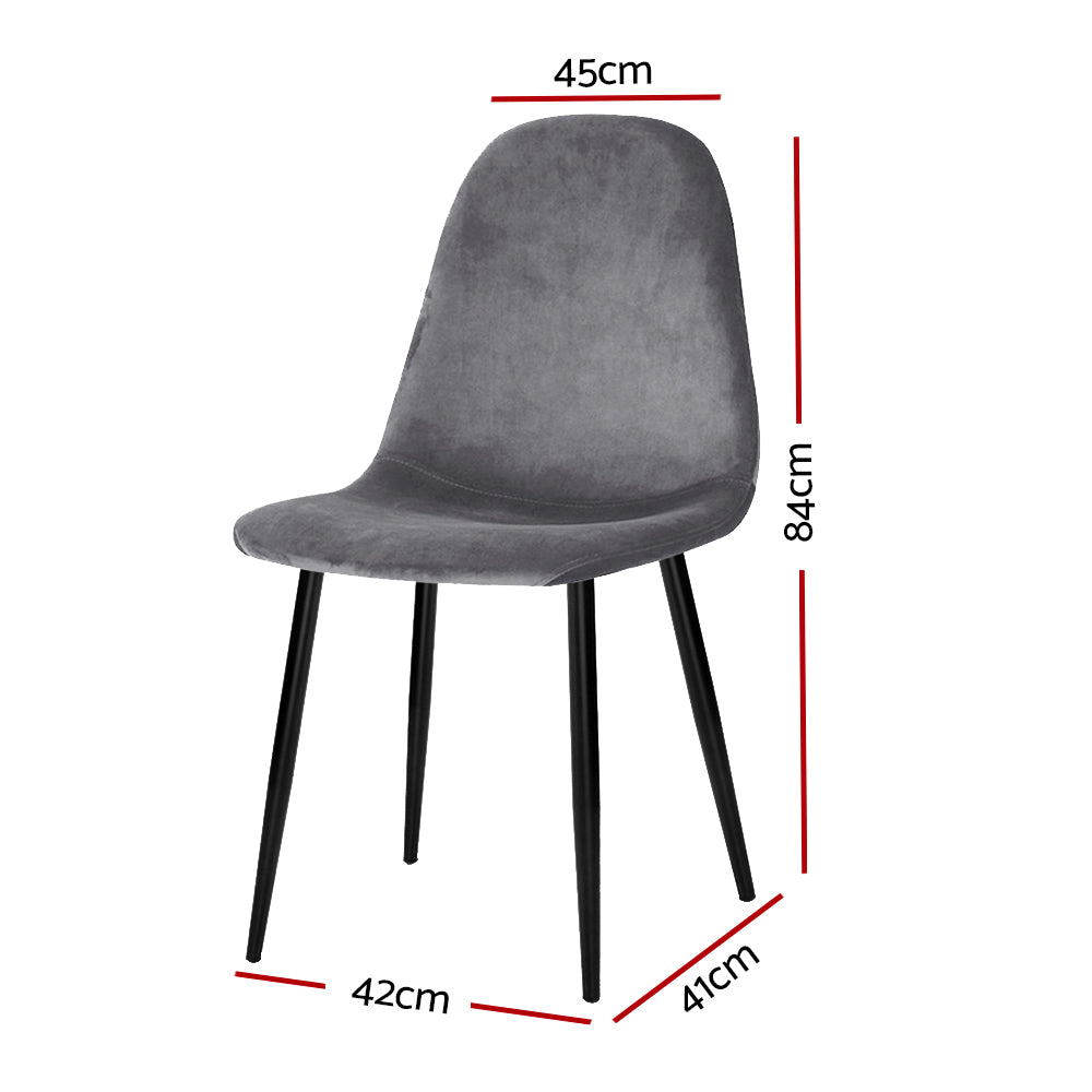 Set of 4 Velvet Dining Chairs - Dark Grey - Homecoze