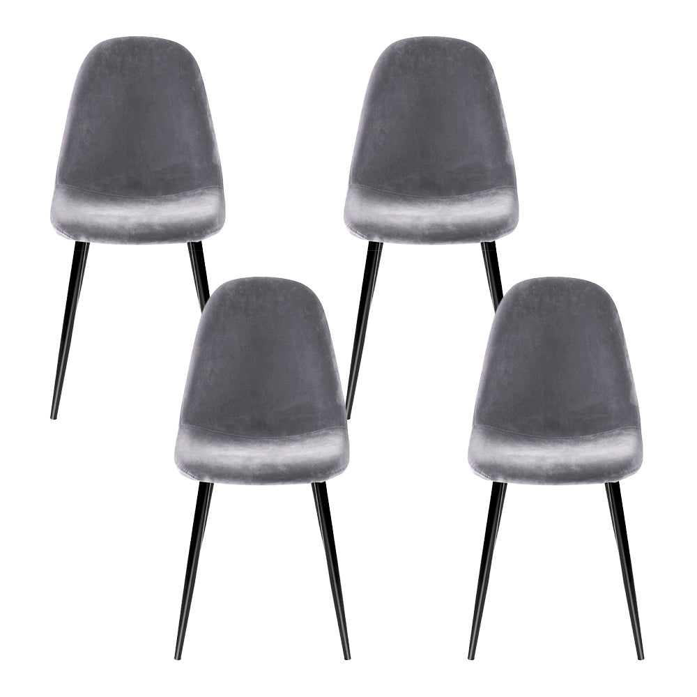 Set of 4 Velvet Dining Chairs - Dark Grey - Homecoze