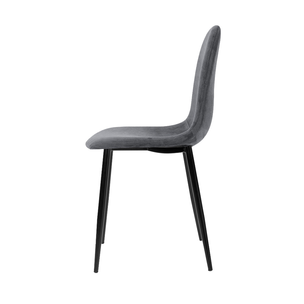 Set of 4 Velvet Dining Chairs - Dark Grey - Homecoze