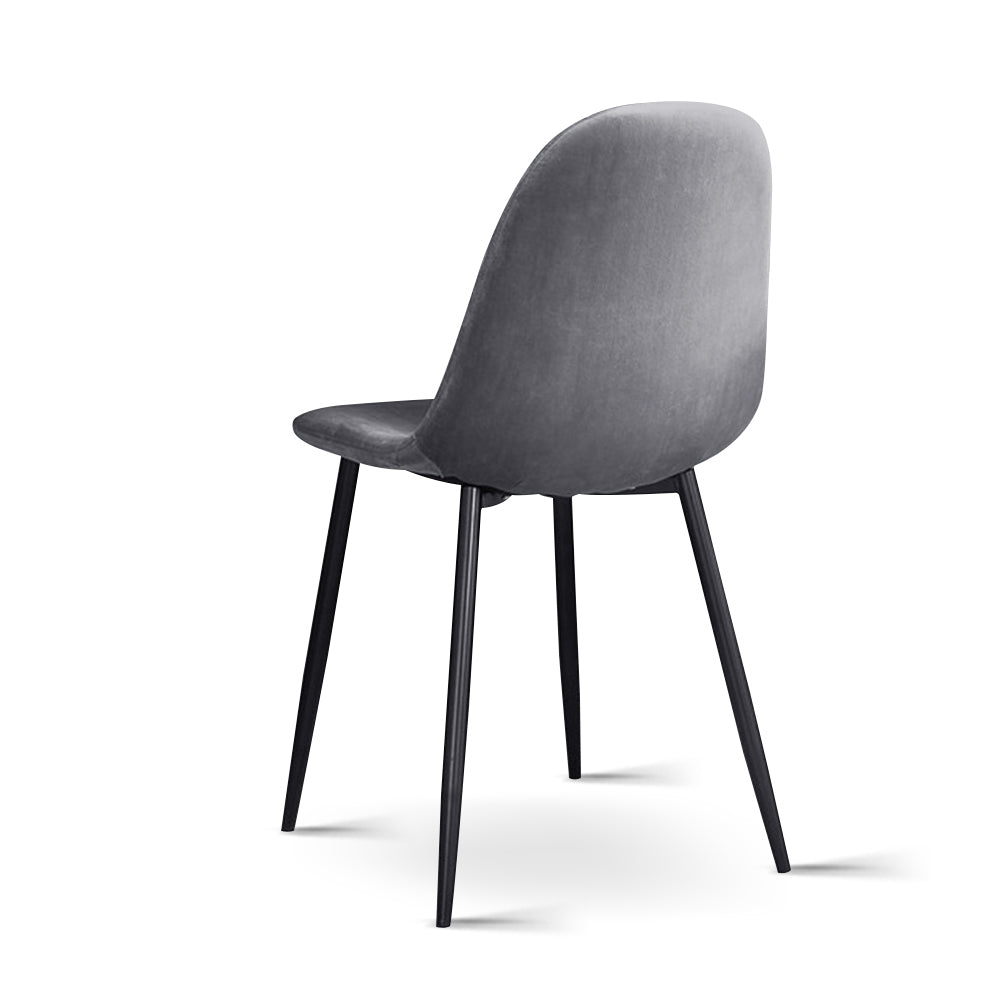 Set of 4 Velvet Dining Chairs - Dark Grey - Homecoze