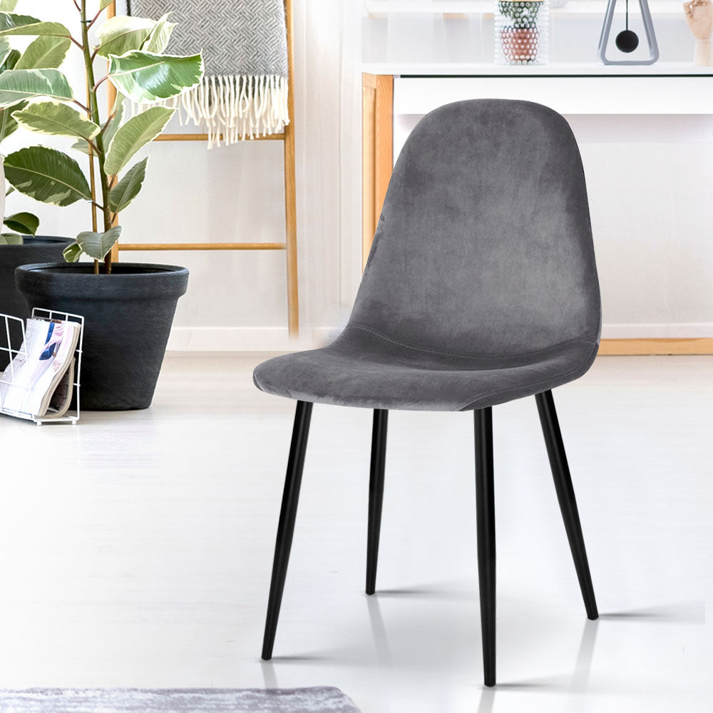 Set of 4 Velvet Dining Chairs - Dark Grey - Homecoze