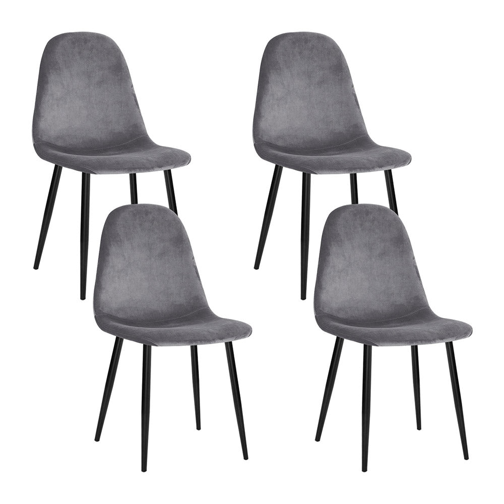 Set of 4 Velvet Dining Chairs - Dark Grey - Homecoze