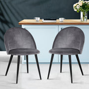 Set of 2 Velvet Modern Dining Chair - Dark Grey - Homecoze