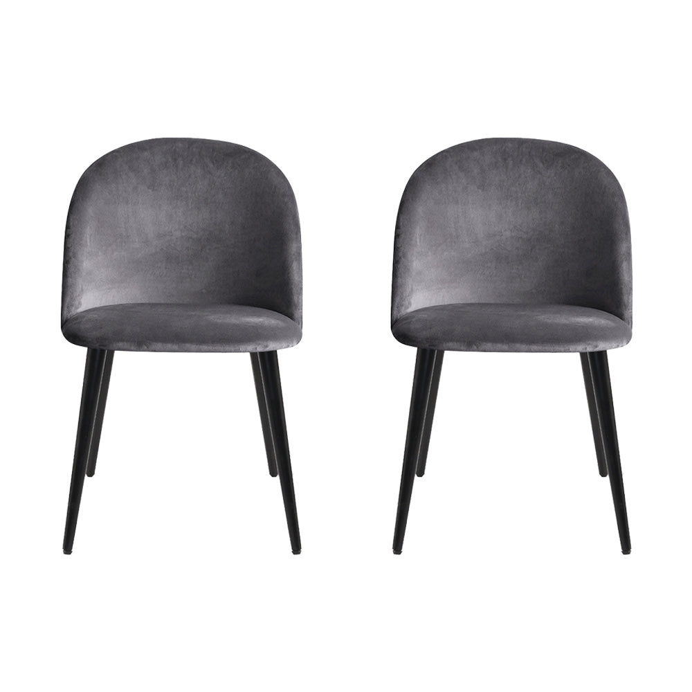 Set of 2 Velvet Modern Dining Chair - Dark Grey - Homecoze
