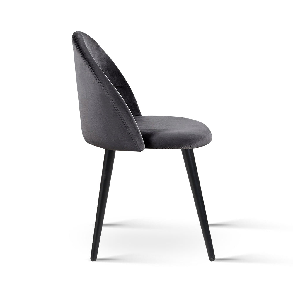 Set of 2 Velvet Modern Dining Chair - Dark Grey - Homecoze