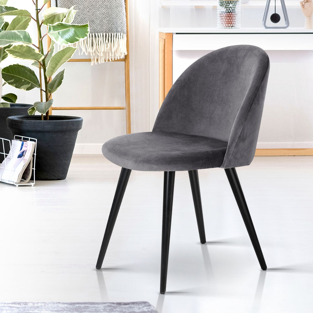 Set of 2 Velvet Modern Dining Chair - Dark Grey - Homecoze