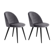 Set of 2 Velvet Modern Dining Chair - Dark Grey - Homecoze