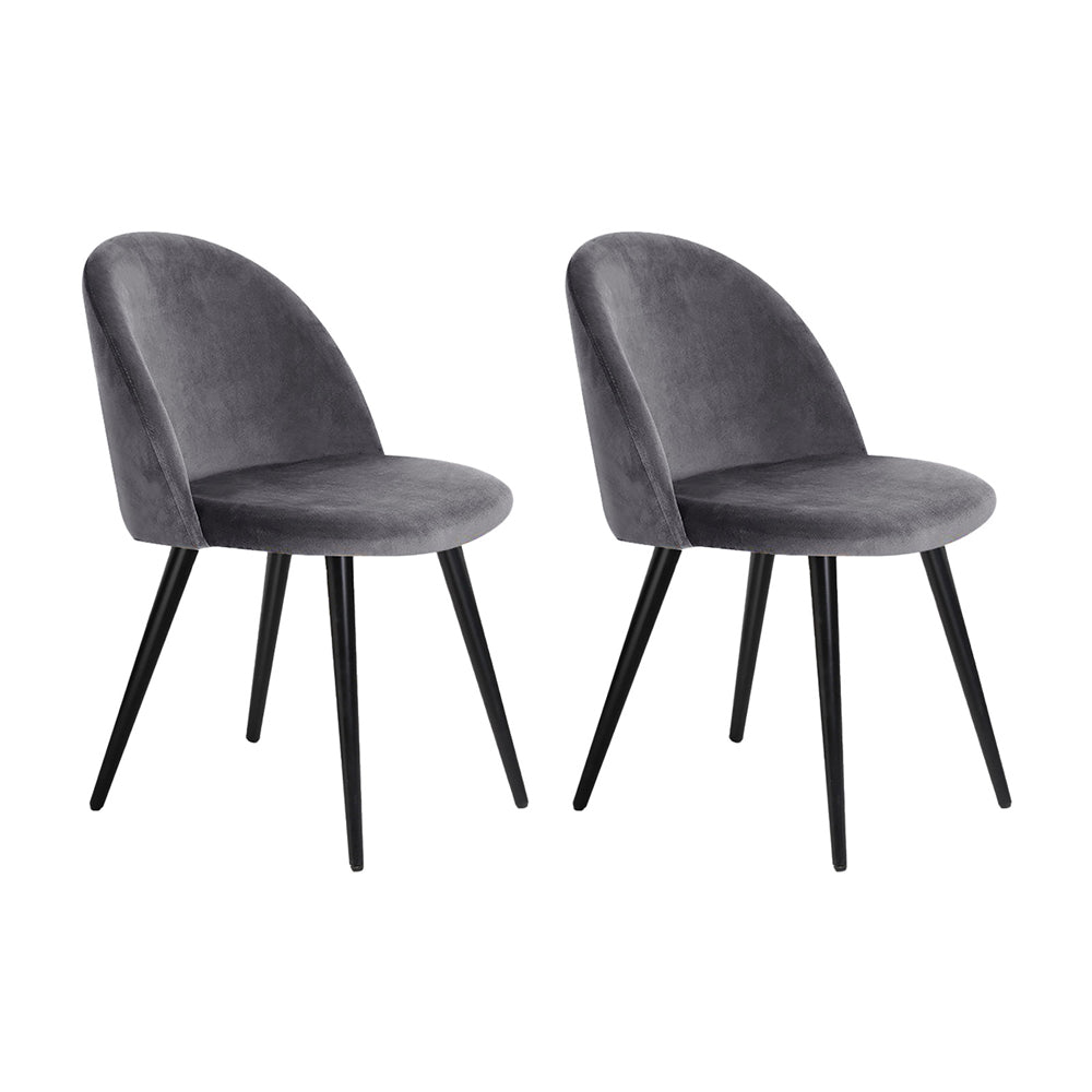 Set of 2 Velvet Modern Dining Chair - Dark Grey - Homecoze