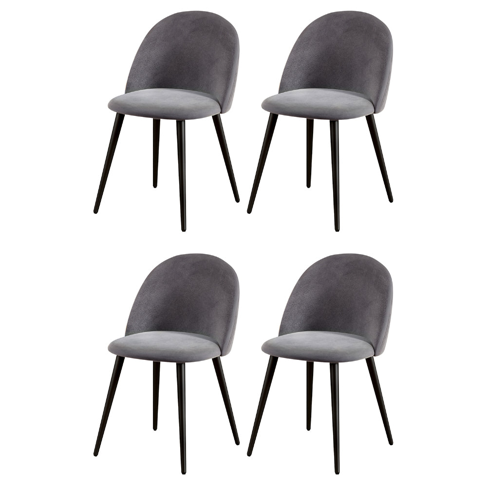 Hayes (Set of 4) Velvet Dining Chairs - Dark Grey