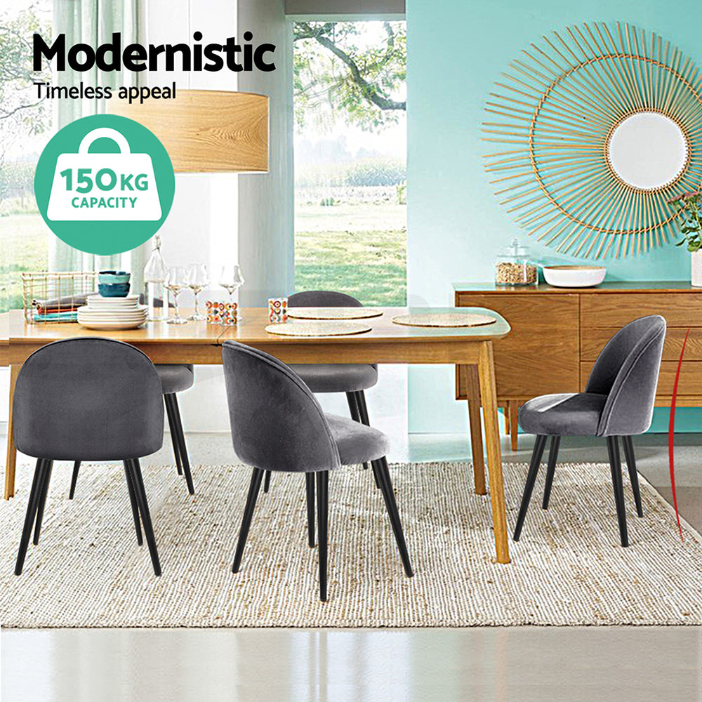 Hayes (Set of 4) Velvet Dining Chairs - Dark Grey