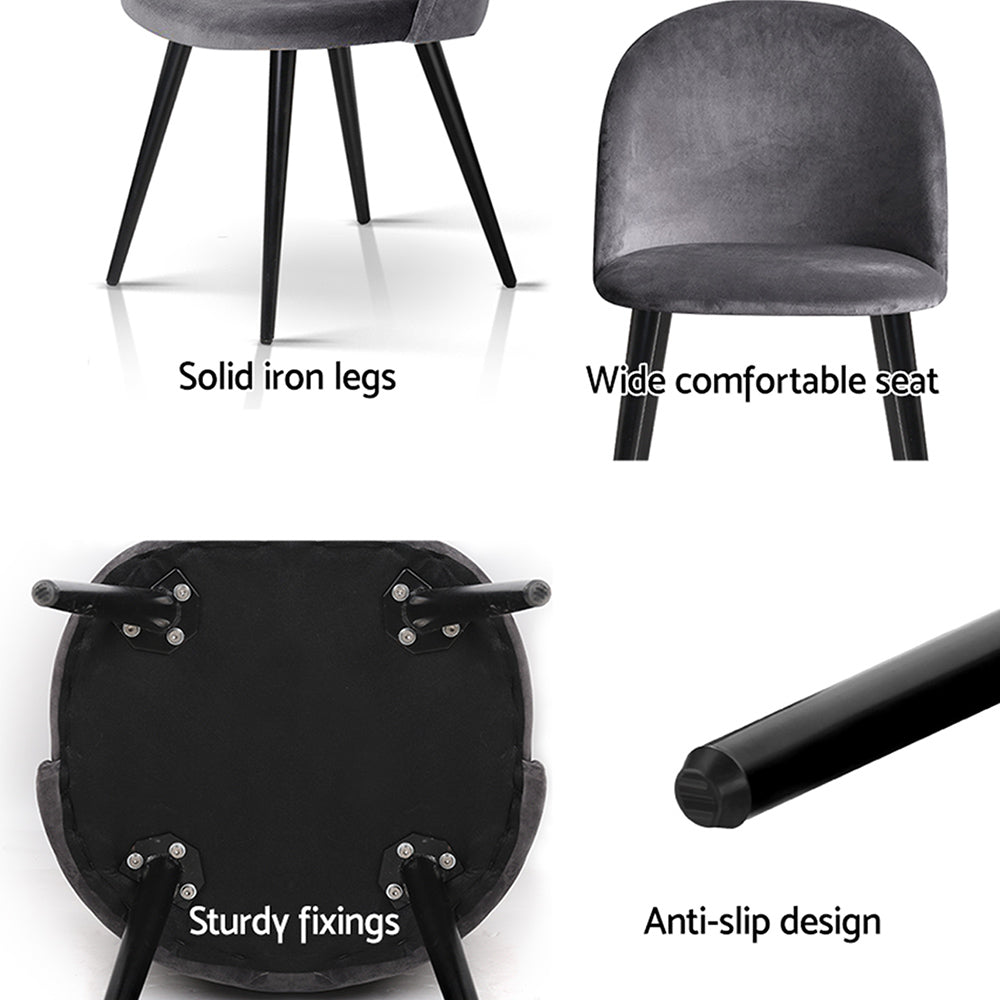 Hayes (Set of 4) Velvet Dining Chairs - Dark Grey
