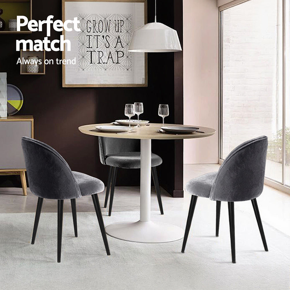 Hayes (Set of 4) Velvet Dining Chairs - Dark Grey