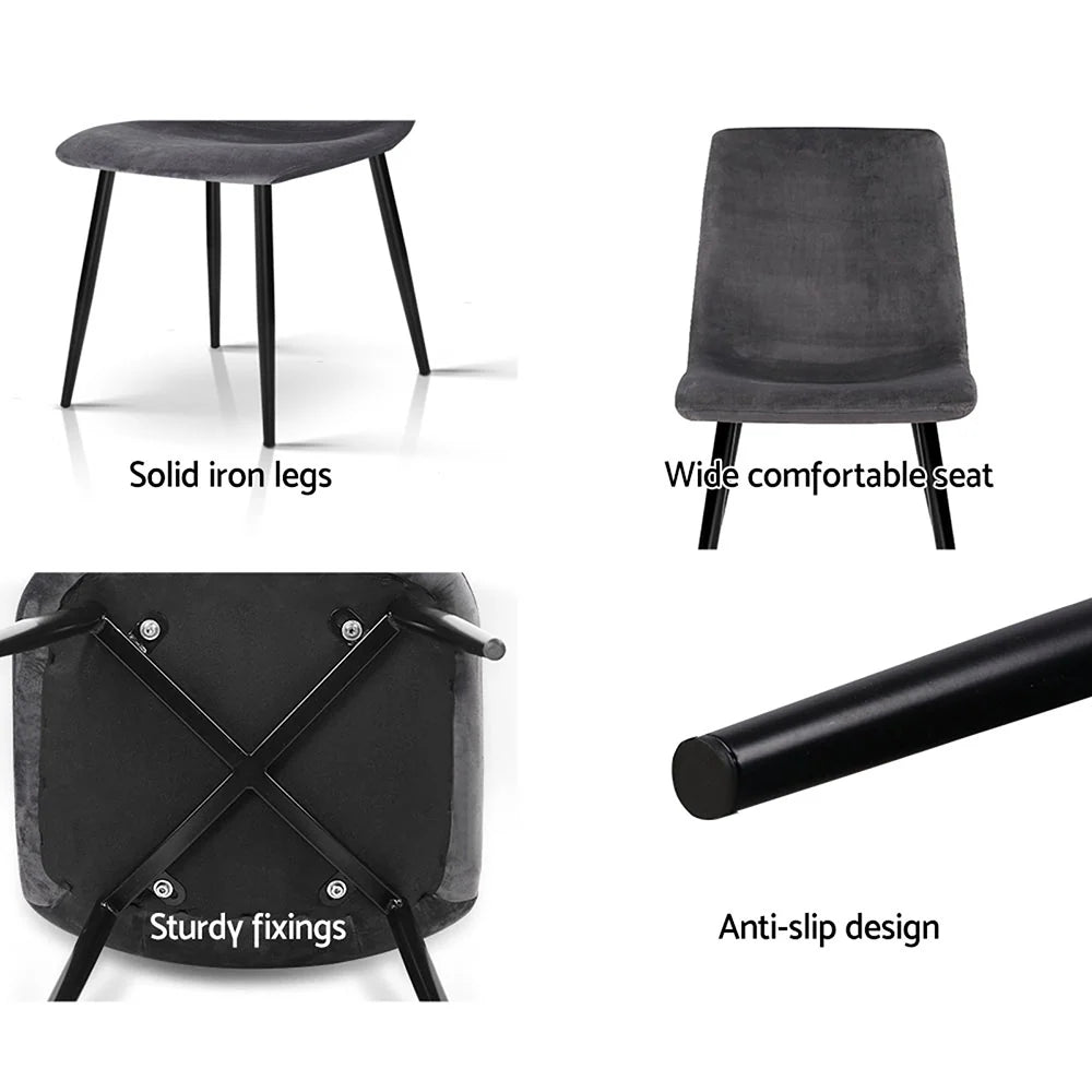 Sadie (Set of 4) Velvet Dining Chairs - Grey