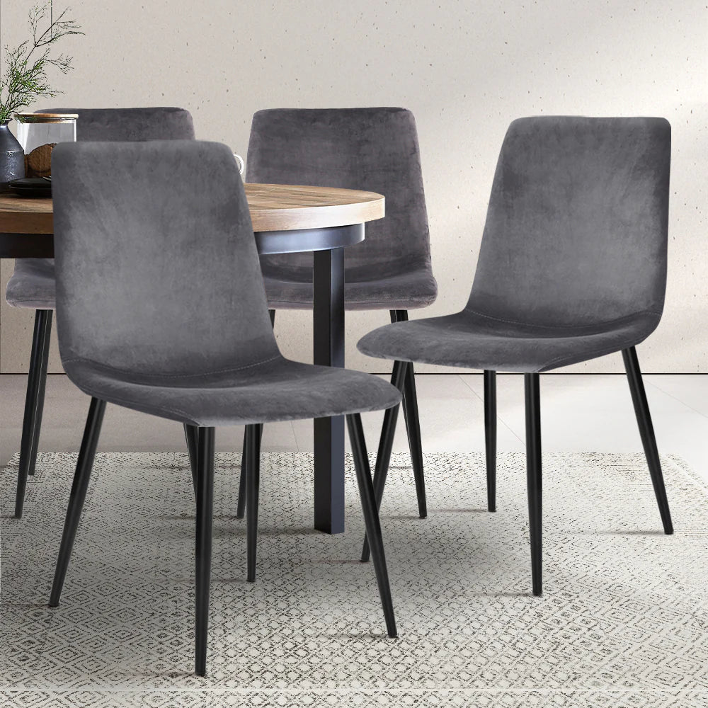 Sadie (Set of 4) Velvet Dining Chairs - Grey