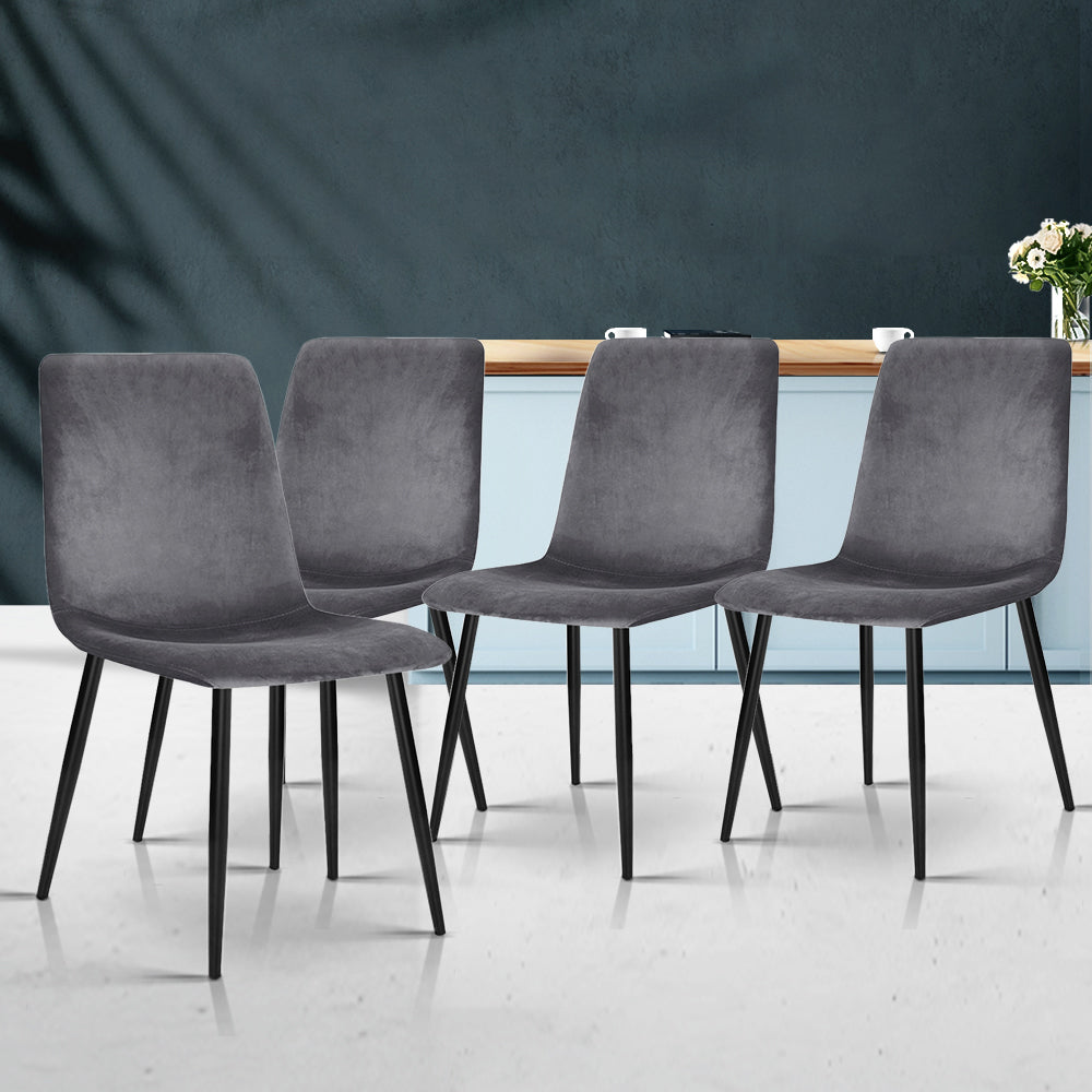 Set of 4 Modern Grey Fabric Dining Chairs - Homecoze