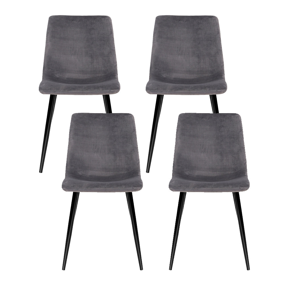 Set of 4 Modern Grey Fabric Dining Chairs - Homecoze