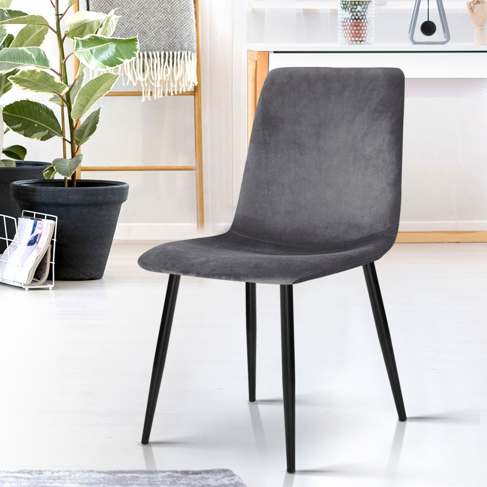 Set of 4 Modern Grey Fabric Dining Chairs - Homecoze