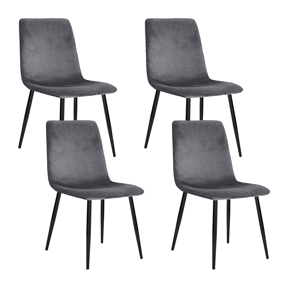 Set of 4 Modern Grey Fabric Dining Chairs - Homecoze
